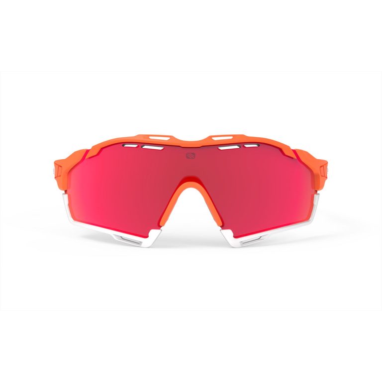 cutline Mandarin Fade Coral Frame with Multilaser Red Lenses White Bumpers